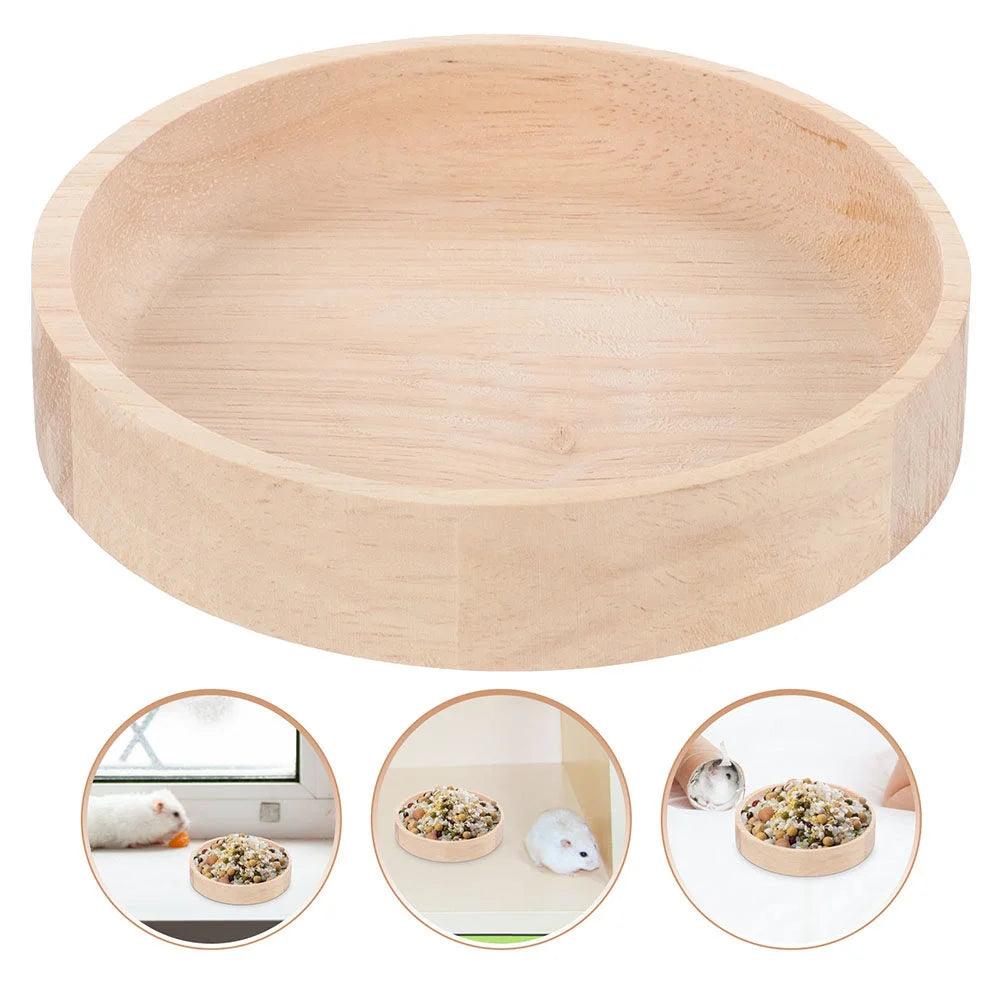 Container Pet Accessories Wear - resistant Chinchilla Bowl Small Food Dish Hamster Accessory Wood Rat Oak Household Feeding Guinea - Ammpoure Wellbeing