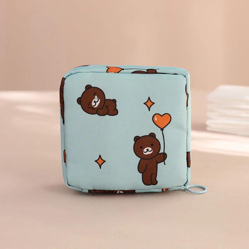 Cute Bear Large Capacity Sanitary Napkin Storage Bags Girls Cartoon Physiological Period Tampon Organiser Bag Mini Bag - Ammpoure Wellbeing