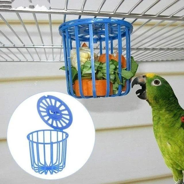 Cute Bird Parrot Feeder Cage Fruit Vegetable Holder Cage Accessories Hanging Basket Container Toys Pet Bird Supplies - Ammpoure Wellbeing