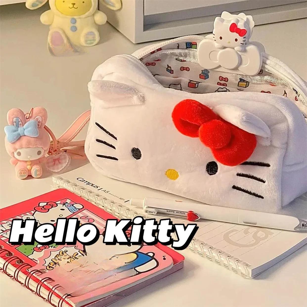 Cute Hello Kitty Cat Plush Pencil Case Bag Makeup Cosmetic Makeup Bag for Girls Organizer Wallet Stationery Travel Storage Bags - Ammpoure Wellbeing