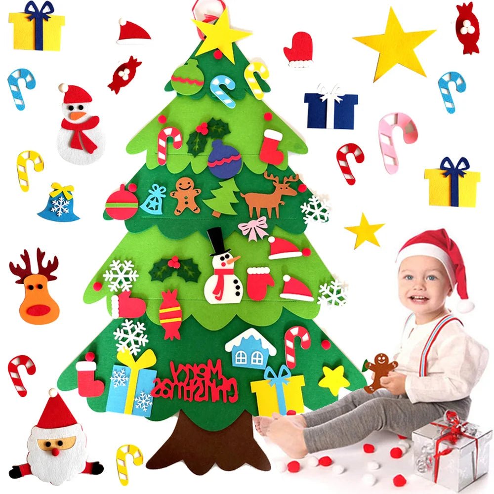 DIY Felt Christmas Tree Christmas Decoration for Home Navidad 2022 New Year Christmas Ornaments Santa Claus Xmas Kids Gifts - Ammpoure Wellbeing