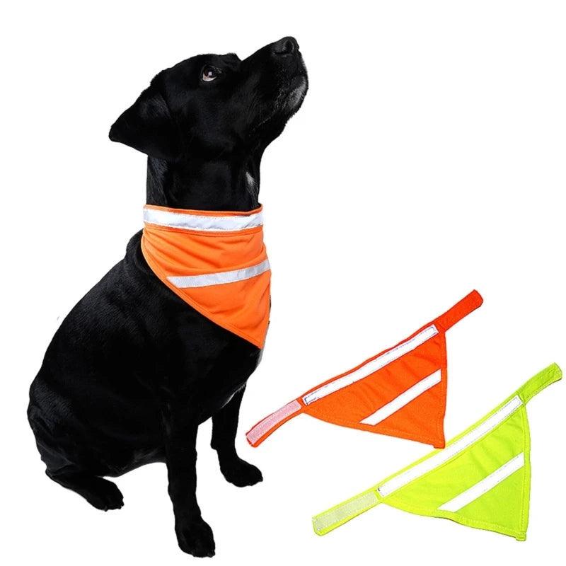 Dog Bandanas Reflective Strips Scarf Safety Pet Hunting Bandanas Apparel Accessory Easy to Wear Orange/Yellow - Ammpoure Wellbeing