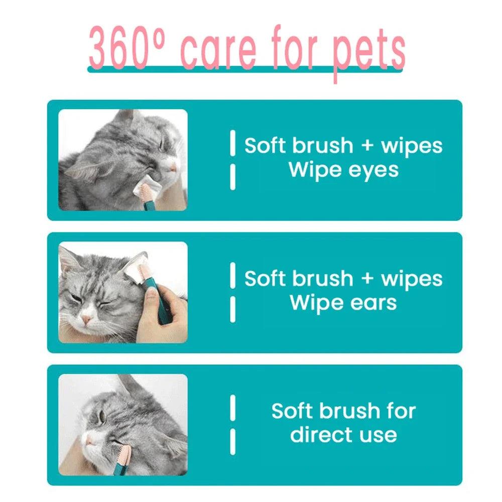 Dog Cat Cleaning Supplies Soft Pet Eye Rub Handheld Cats Tear Stains Brush Eye Care Pets Cleaning Grooming Tools Cat Accessories - Ammpoure Wellbeing