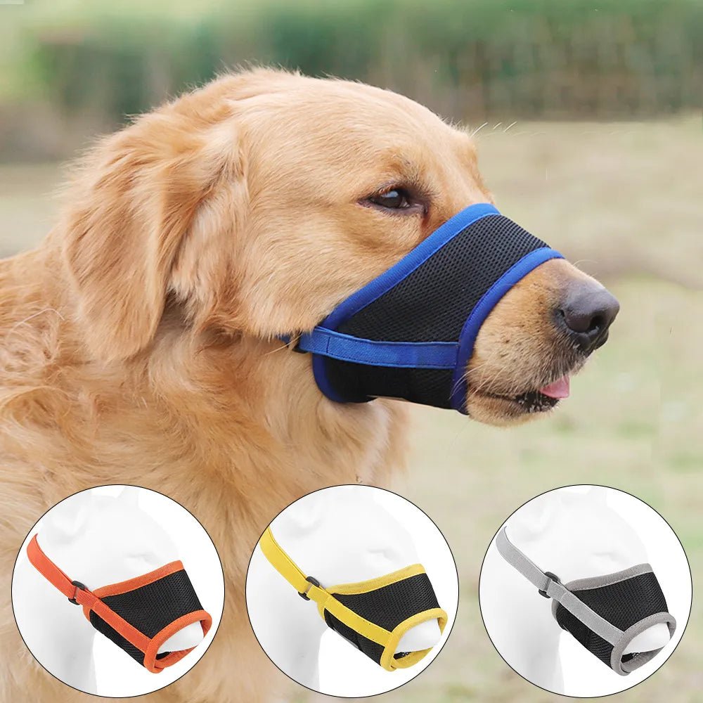 Dog Muzzle Puppy and Large Dog Anti Barking Adjustable Anti - biting Mesh Breathable Soft Pet Mouth Muzzles Straps Doggie Supplies - Ammpoure Wellbeing