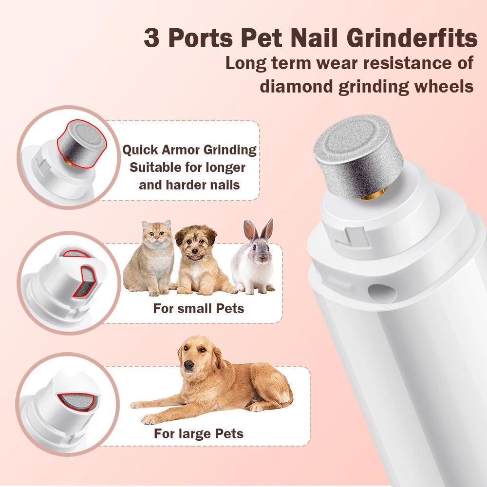 Dog Nail Grinder 2 - Speed Electric Rechargeable Pet Nail Trimmer Painless Paws Grooming Smoothing for Small Medium Large Dogs Cat - Ammpoure Wellbeing