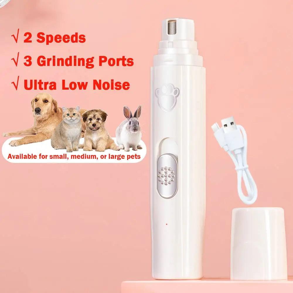 Dog Nail Grinder 2 - Speed Electric Rechargeable Pet Nail Trimmer Painless Paws Grooming Smoothing for Small Medium Large Dogs Cat - Ammpoure Wellbeing