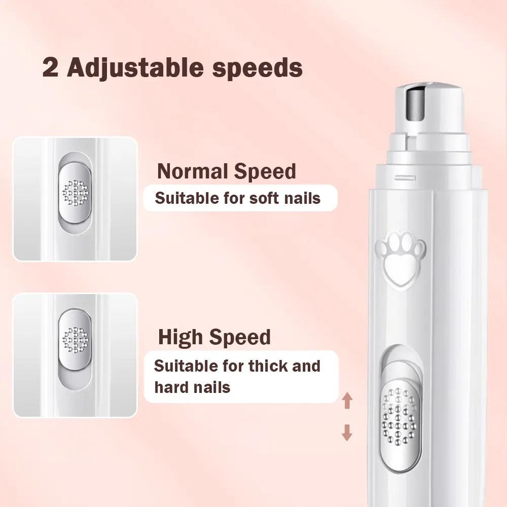 Dog Nail Grinder 2 - Speed Electric Rechargeable Pet Nail Trimmer Painless Paws Grooming Smoothing for Small Medium Large Dogs Cat - Ammpoure Wellbeing