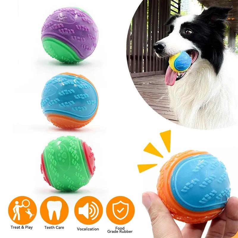 Dogs Interactive Toys Soft TPR Toys for Dog Pet Teeth Cleaning Bite Resistance Squeaky Dog Ball Toy - Ammpoure Wellbeing