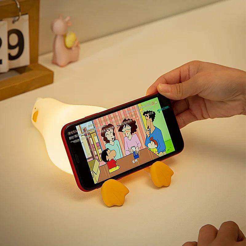 Duck Rechargeable LED Night Light Pat Silicone Lamp Bedside Cartoon Cute Children Nightlights for Home Room Decor Birthday Gift - Ammpoure Wellbeing