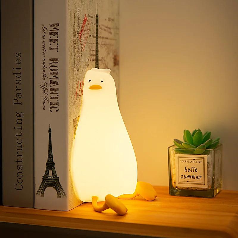 Duck Rechargeable LED Night Light Pat Silicone Lamp Bedside Cartoon Cute Children Nightlights for Home Room Decor Birthday Gift - Ammpoure Wellbeing