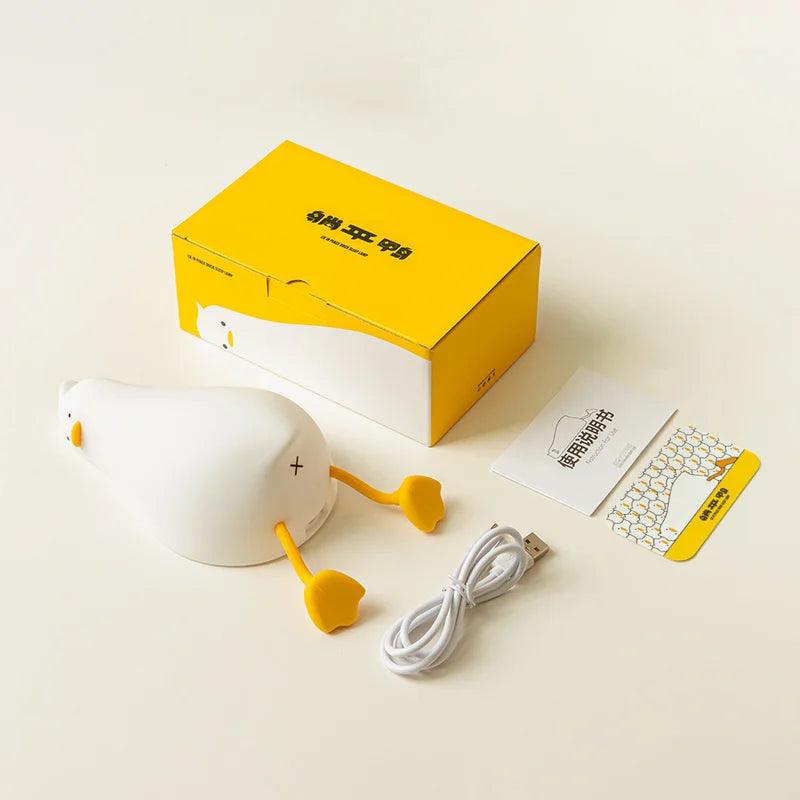 Duck Rechargeable LED Night Light Pat Silicone Lamp Bedside Cartoon Cute Children Nightlights for Home Room Decor Birthday Gift - Ammpoure Wellbeing