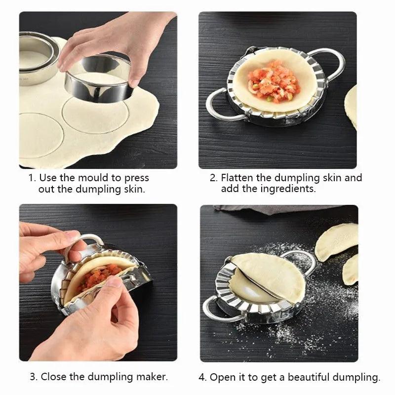 Dumpling Maker Stainless Steel Manual Dumpling Mold Press Peeling Slicer Easy Dumpling Tool Jiaozi Maker Kitchen Accessories - Ammpoure Wellbeing