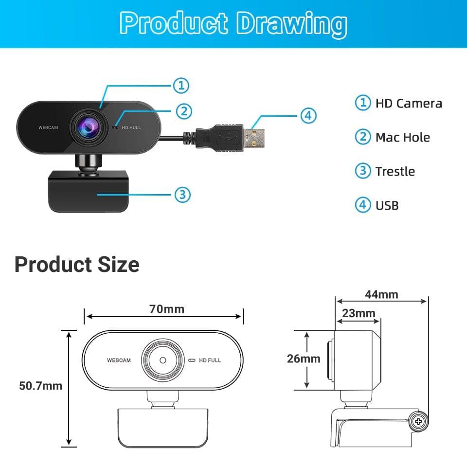 Elecpow HD 1080P Webcam Mini Computer PC Web Camera With Microphone Rotate Camera For Live Broadcast Video Calling Conference - Ammpoure Wellbeing