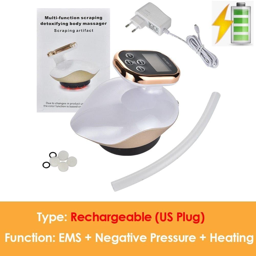 Electric Cupping massage LCD Display Guasha Scraping EMS Body massager Vacuum Cans Suction Cup IR Heating Fat Burner Slimming - Ammpoure Wellbeing