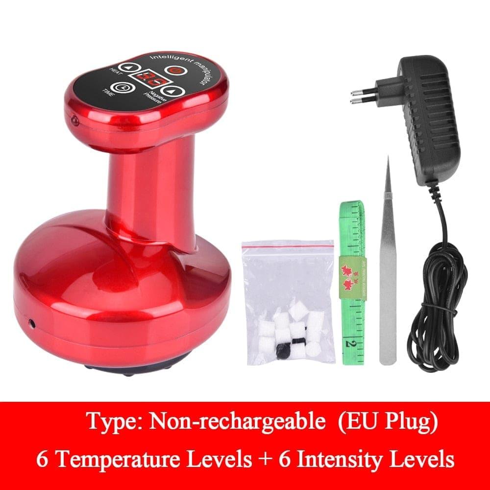 Electric Cupping massage LCD Display Guasha Scraping EMS Body massager Vacuum Cans Suction Cup IR Heating Fat Burner Slimming - Ammpoure Wellbeing