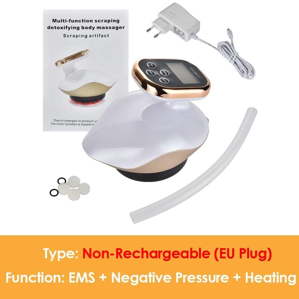 Electric Cupping massage LCD Display Guasha Scraping EMS Body massager Vacuum Cans Suction Cup IR Heating Fat Burner Slimming - Ammpoure Wellbeing