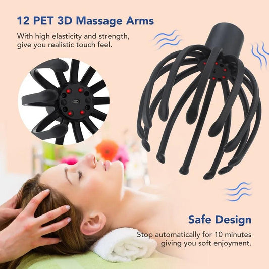 Electric Octopus Claw Scalp Massager Stress Relief Therapeutic Head Scratcher Stress Relief and Hair Stimulation - Ammpoure Wellbeing