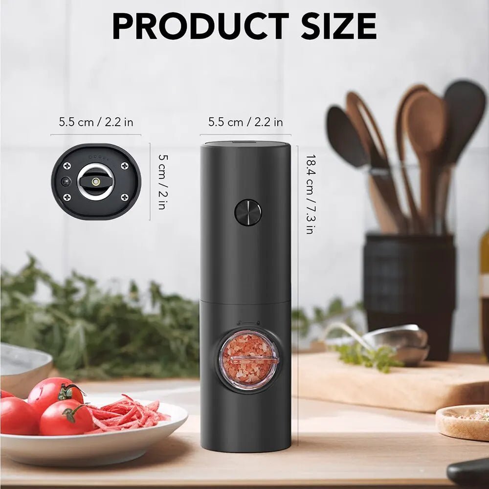 Electric Salt And Pepper Grinder With Adjustable Coarseness Refillable Mill Battery Powered Kitchen Automatic Gadget - Ammpoure Wellbeing