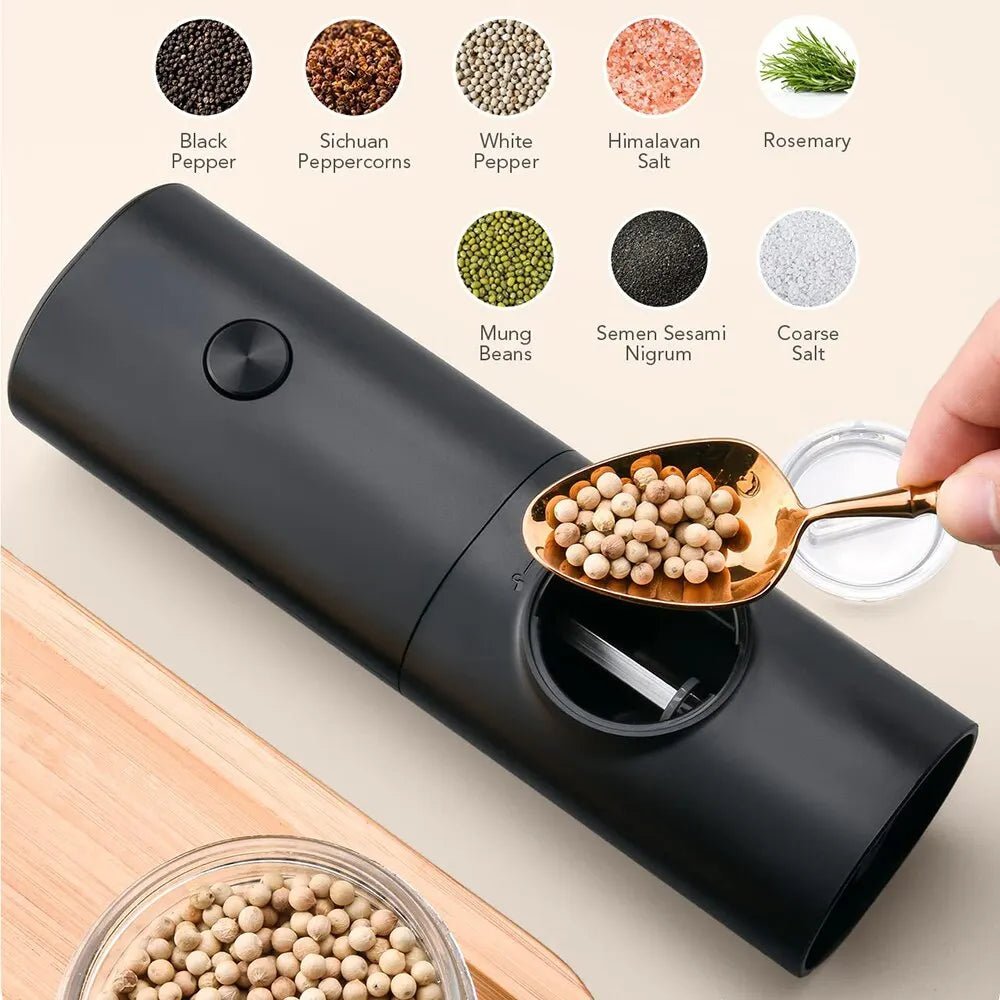 Electric Salt And Pepper Grinder With Adjustable Coarseness Refillable Mill Battery Powered Kitchen Automatic Gadget - Ammpoure Wellbeing