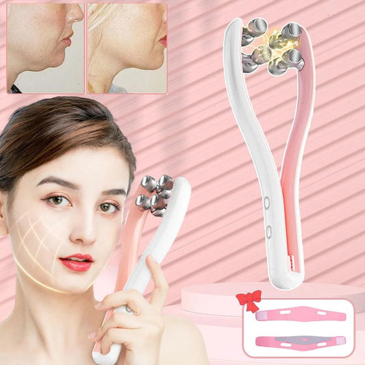 EMS Face Massager Roller Y Shape Face Lifting Device V Face Double Chin Remover Face Care Skin Care Home Use Beauty Tool - Ammpoure Wellbeing