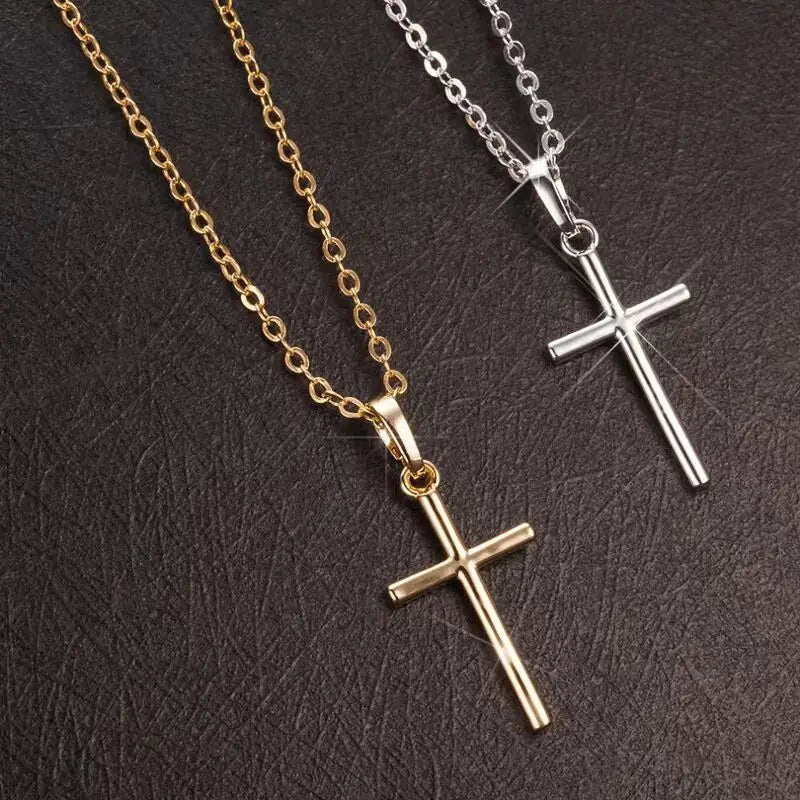 Fashion Christian Jesus Cross Necklaces Silver Color Long Chain Simple Pendants For Women Men Jewelry Gifts Dropshipping - Ammpoure Wellbeing