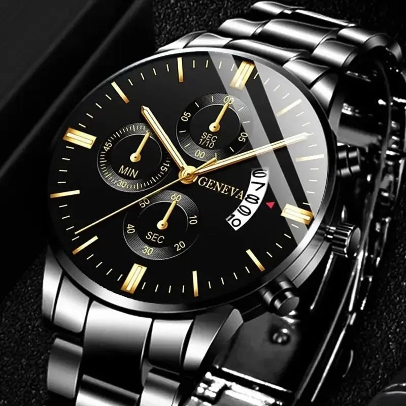 Fashion Men Stainless Steel Watch Luxury Calendar Quartz Wrist Watch Mens Business Watches for Man Clock Montre Homme - Ammpoure Wellbeing