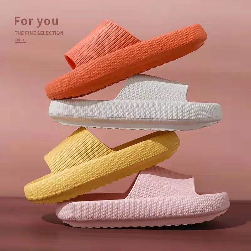 Fashion Women Summer Soft Slippers Thick Platform Bathroom Home Men Indoor Non - slip Anti - slip Female - Ammpoure Wellbeing