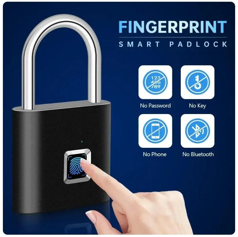 Fingerprint Lock Keyless Waterproof Anti - Theft Smart Lock Fingerprint Padlock Zinc Alloy Intelligent Safety Electronic DoorLock - Ammpoure Wellbeing