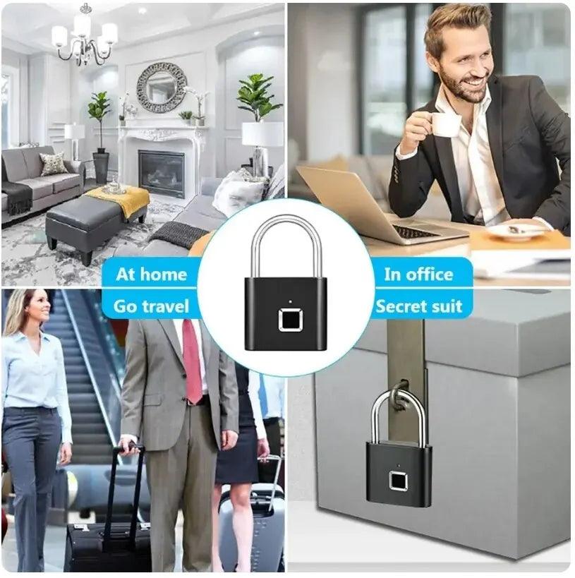 Fingerprint Lock Keyless Waterproof Anti - Theft Smart Lock Fingerprint Padlock Zinc Alloy Intelligent Safety Electronic DoorLock - Ammpoure Wellbeing