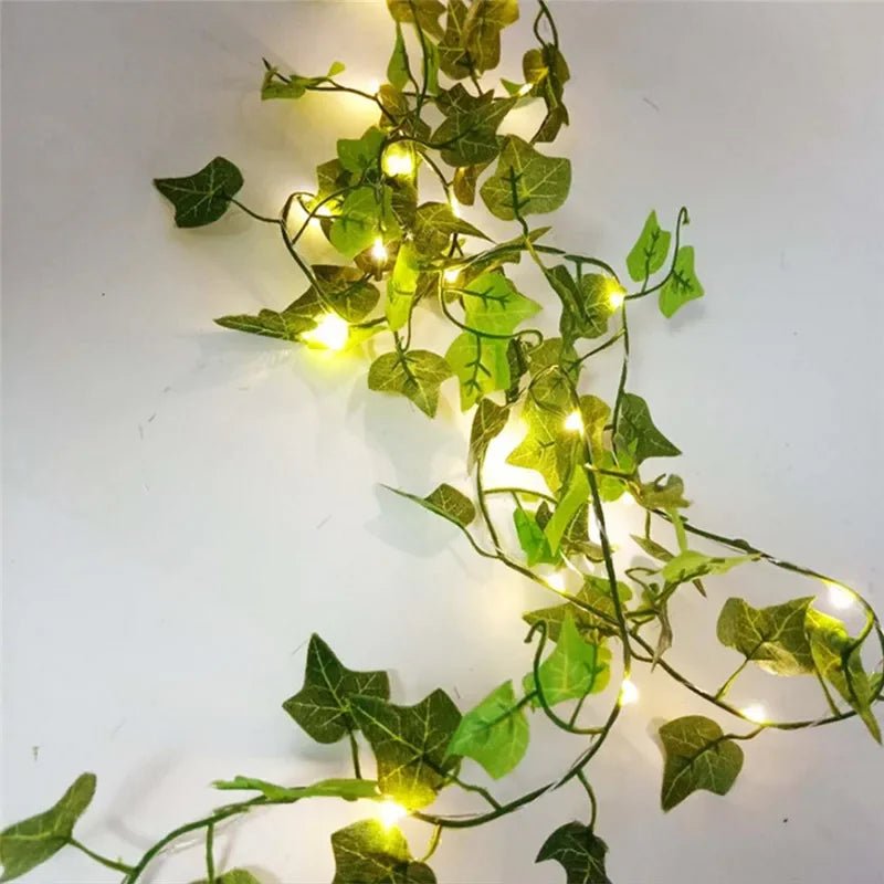 Flower Green Leaf String Lights Artificial Vine Fairy Lights Battery Powered Christmas Tree Garland Light for Weeding Home Decor - Ammpoure Wellbeing