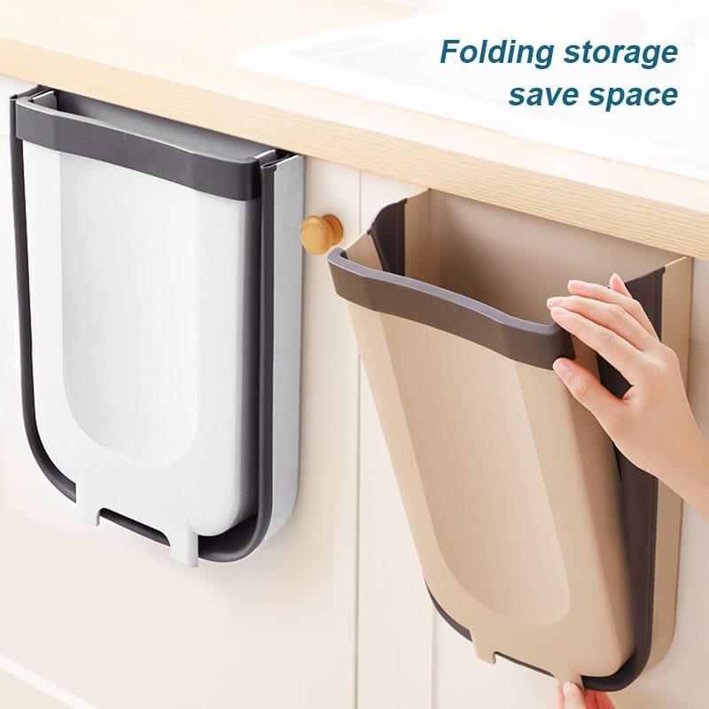 Folding Trash Can For Kitchen And Car Wall Mounted Waste Bin Kitchen Cabinet Door Hanging Trash Bin - Ammpoure Wellbeing