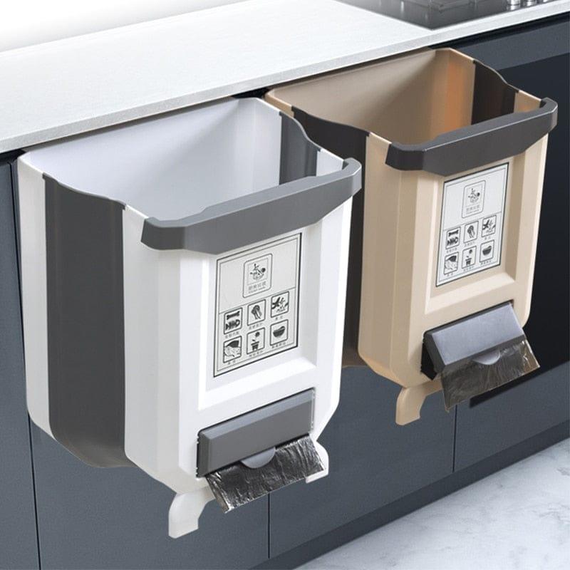 Folding Trash Can For Kitchen And Car Wall Mounted Waste Bin Kitchen Cabinet Door Hanging Trash Bin - Ammpoure Wellbeing