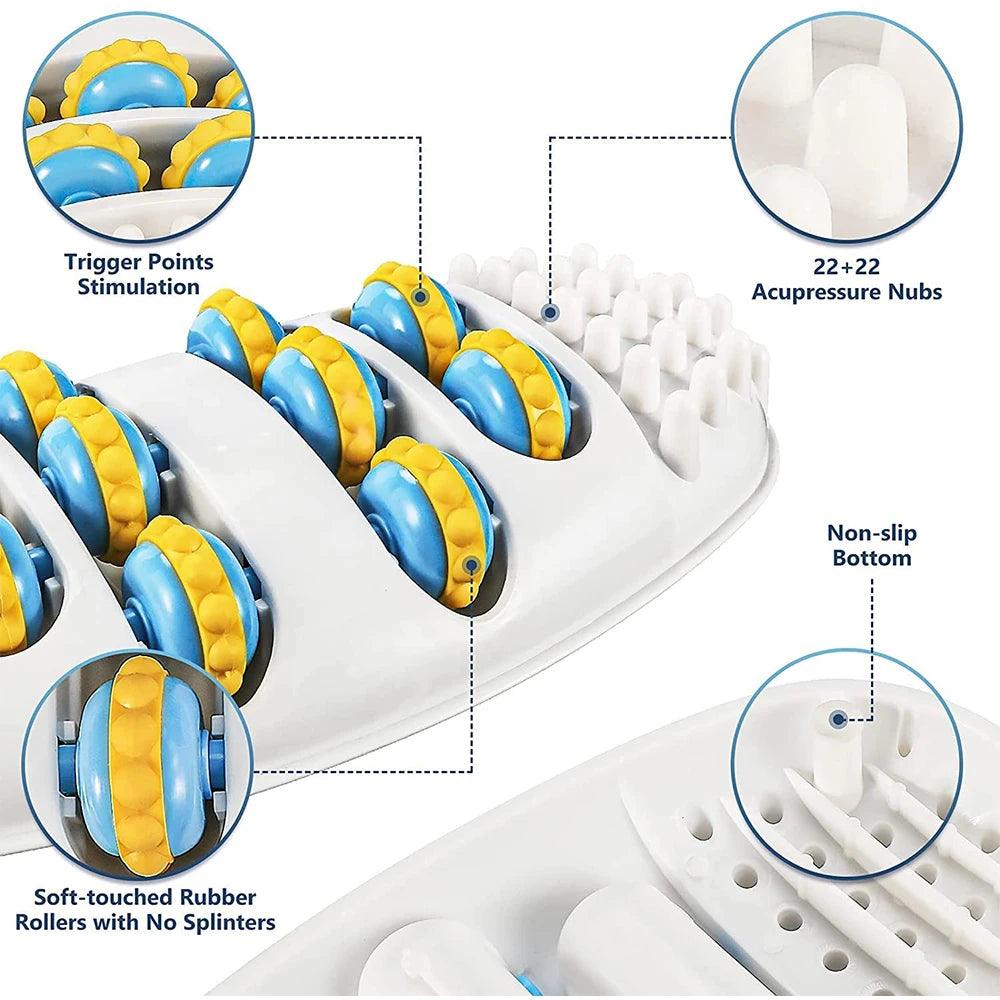 Foot Massager Roller Feet Acupressure Point Massage Plantar Fascitis Pain Relief Relax Roller Trigger Point Reflexology Tool - Ammpoure Wellbeing