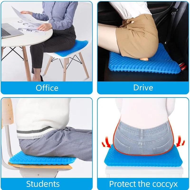 Gel Seat Cushion Summer Breathable Honeycomb Design For Pressure Relief Back Tailbone Pain - Home Office Wheelchair Chair Cars - Ammpoure Wellbeing