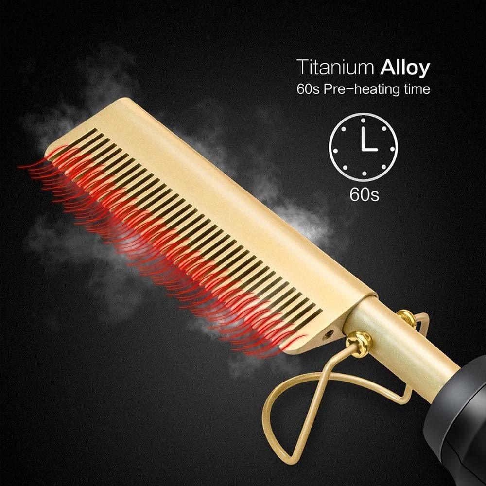 Hair Straightener Brush Hot Hair Comb, Curling Iron for Women Men - Ammpoure Wellbeing