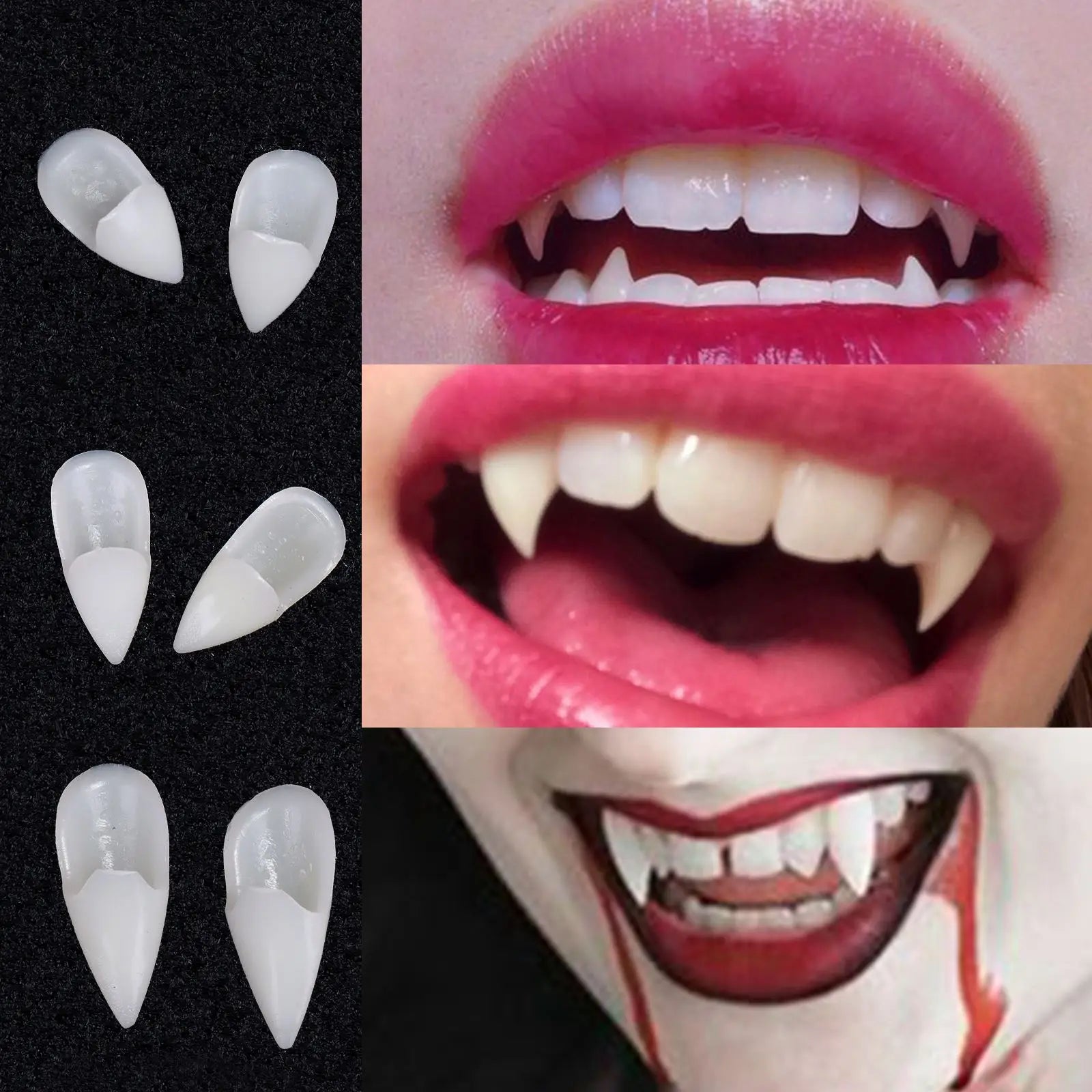 Halloween Decoration Vampire Teeth Fangs Dentures Props Halloween Cosplay Props False Fangs With Solid Glue Halloween Props - Ammpoure Wellbeing