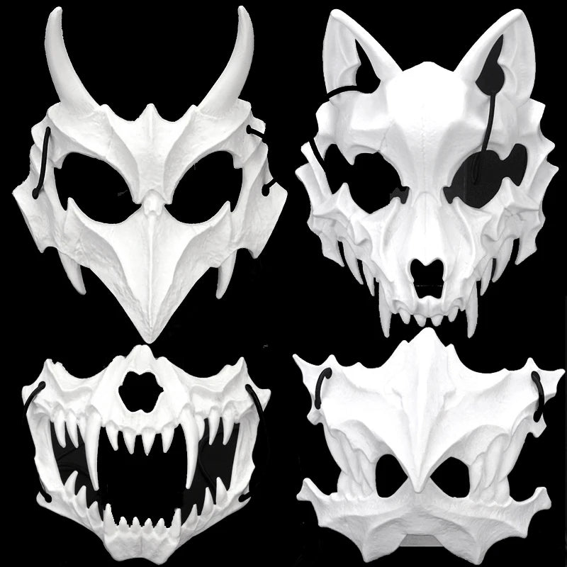 Halloween Skull Party Mask Anime Dragon God Skeleton Half Face Masks Bone Skull Animals Mask Cosplay Dance Prom Costume Props - Ammpoure Wellbeing