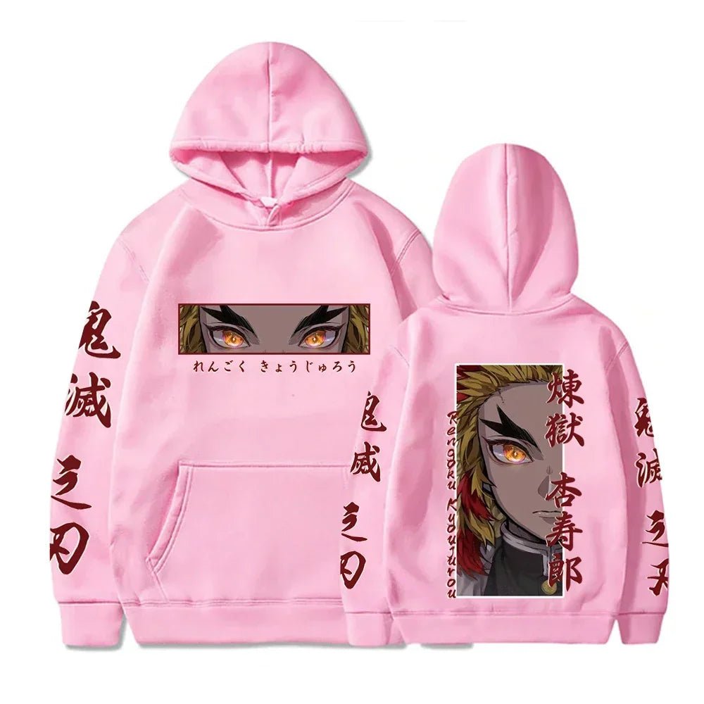 Hot Anime Demon Slayer Hooded Rengoku Kyoujurou Eyes Graphic Print Autumn Winter Men Women Casual Sweatshirt Plus Size Hoodie - Ammpoure Wellbeing