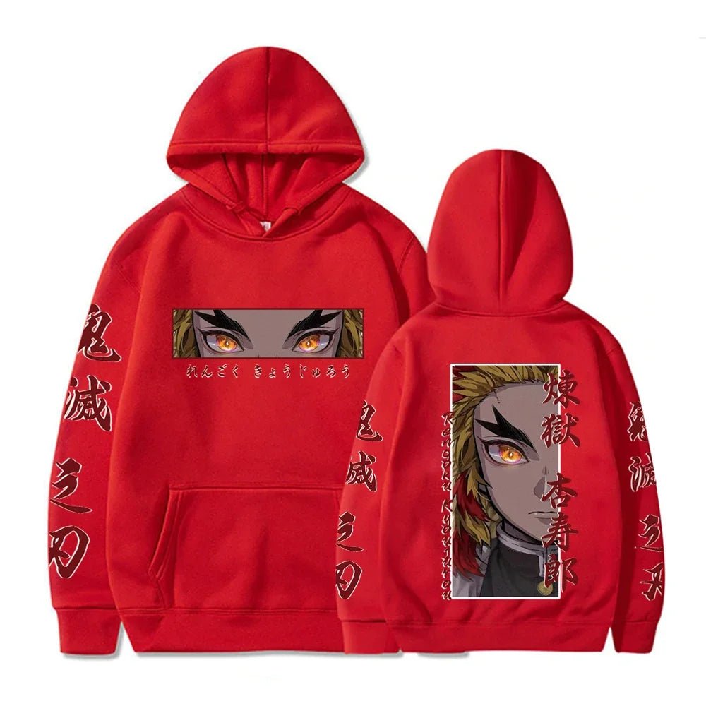 Hot Anime Demon Slayer Hooded Rengoku Kyoujurou Eyes Graphic Print Autumn Winter Men Women Casual Sweatshirt Plus Size Hoodie - Ammpoure Wellbeing