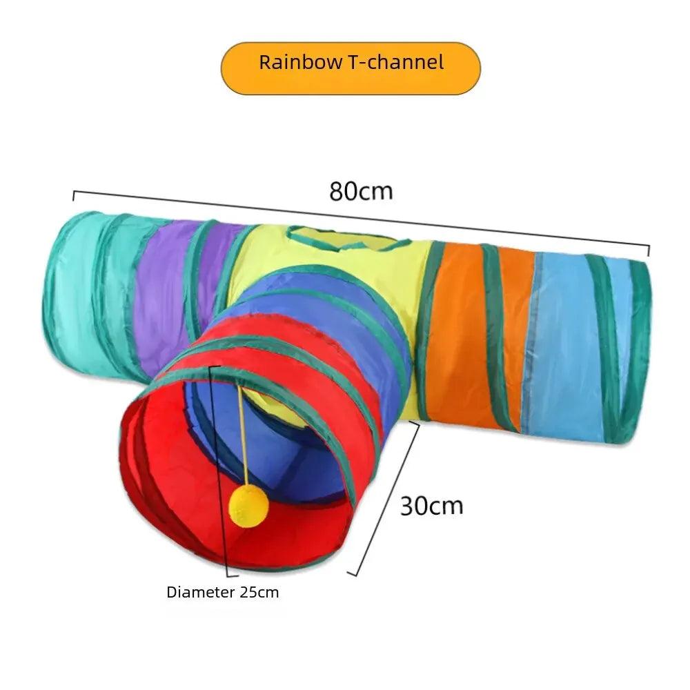 Interactive Pet Toy Rainbow Cat Tunnel Playground Cats Dogs Running Track Rolling Dragon Tunnel Pet Supplies - Ammpoure Wellbeing