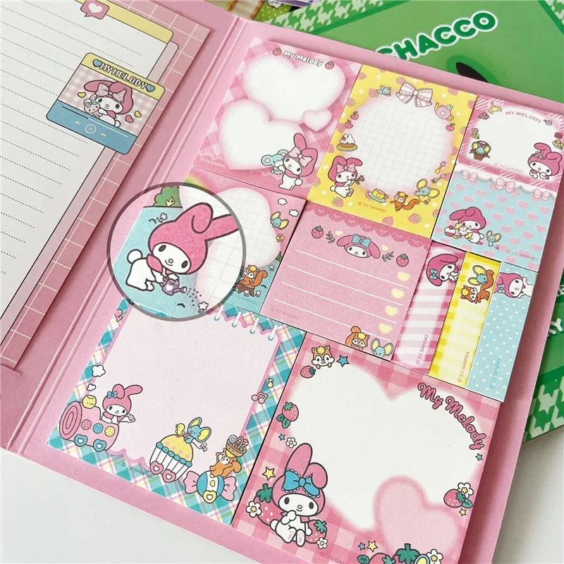 Kawaii Cartoon Hello Kitty Paste Sticky Note Mymelody Cinnamoroll Cute Kuromi Notebook Student School Office Stationery - Ammpoure Wellbeing