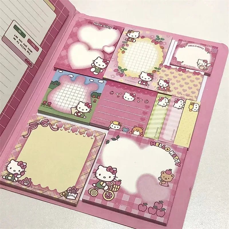 Kawaii Cartoon Hello Kitty Paste Sticky Note Mymelody Cinnamoroll Cute Kuromi Notebook Student School Office Stationery - Ammpoure Wellbeing