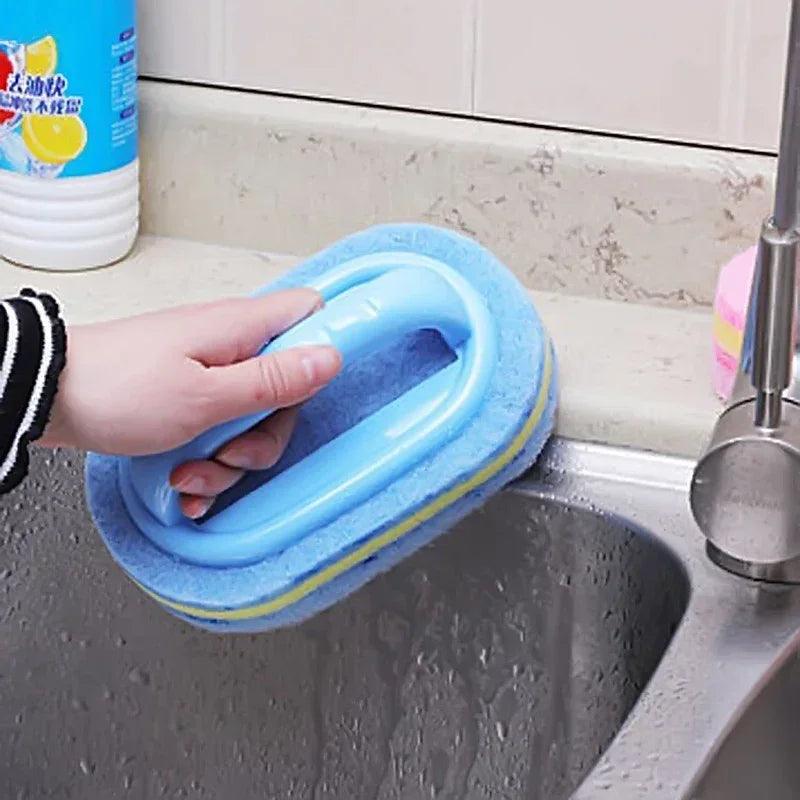 Kitchen Bathroom Toilet Cleaning magic sponge Glass Wall Cleaning Bath Brush Handle Sponge Ceramic Window Slot Clean Brush - Ammpoure Wellbeing