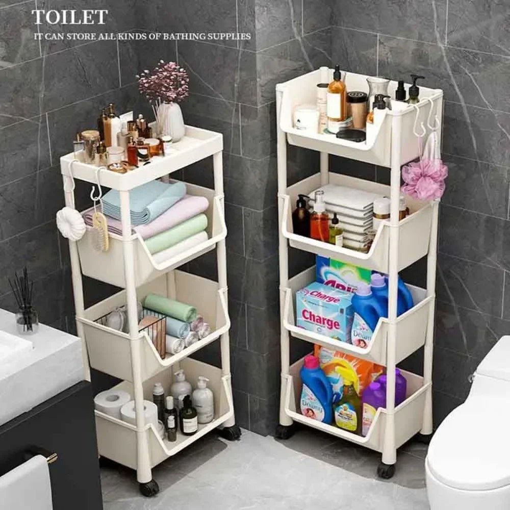 Kitchen Storage Rack Trolley Bookshelf Kitchen Corner Narrow Slit Storage Cabinet Bathroom Living Room Home Organizer - Ammpoure Wellbeing