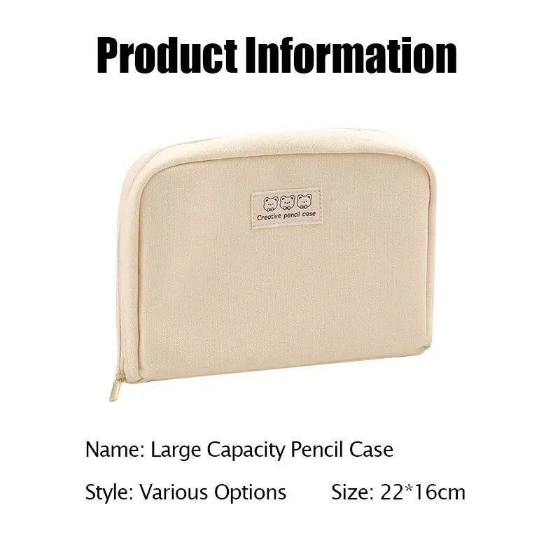 Large Capacity Pencil Case Zip Canvas Pencil Bag Pouch Function Portable Pensel Case with Zipper Student Stationery Supplies - Ammpoure Wellbeing