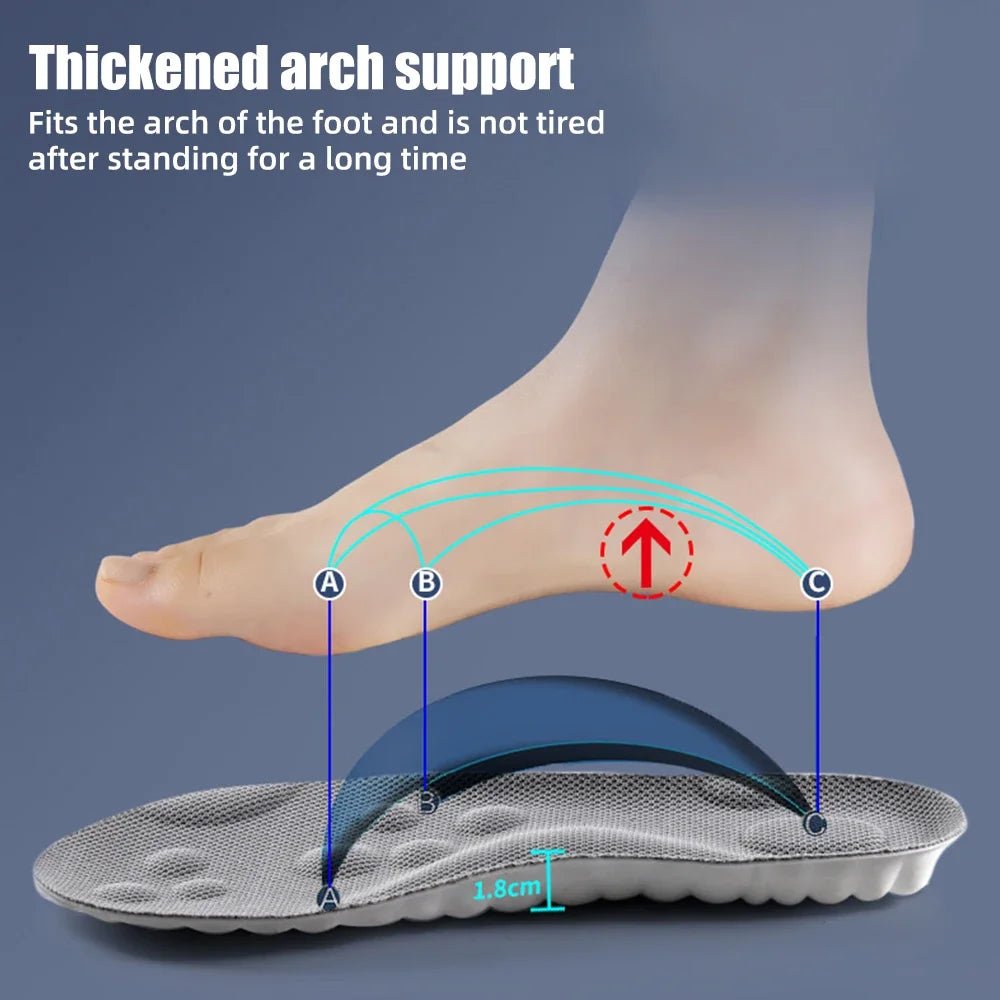 Latex Sport Insoles Soft High Elasticity Shoe Pads Breathable Deodorant Shock Absorption Cushion Arch Support Insole Men Women - Ammpoure Wellbeing