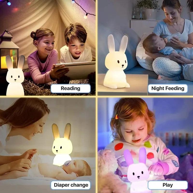 LED Night light Silicone Rabbit Touch Sensor lamp Cute Animal Light Bedroom Decor Gift for Kid Baby Child Table Lamp Home Decor - Ammpoure Wellbeing