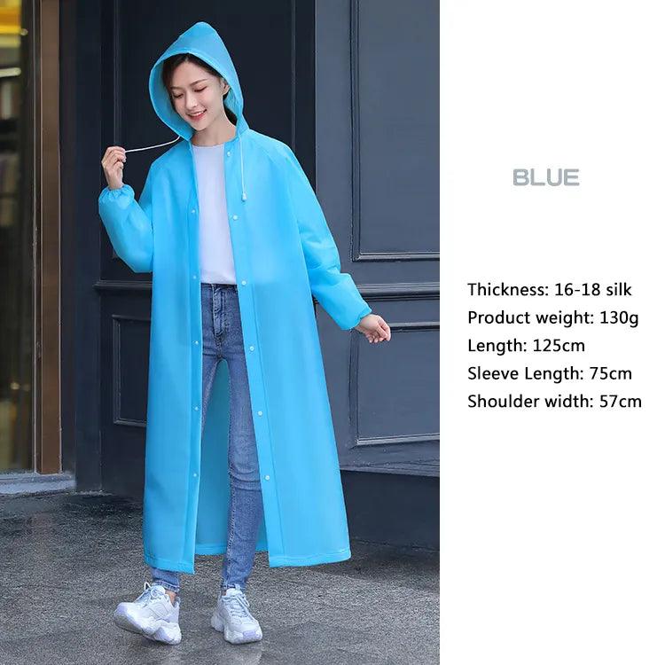 Long Raincoats EVA Impermeable Waterproof Rain Coat Men Women Travel Hooded Beam Port Rain Poncho For Fishing Camping - Ammpoure Wellbeing