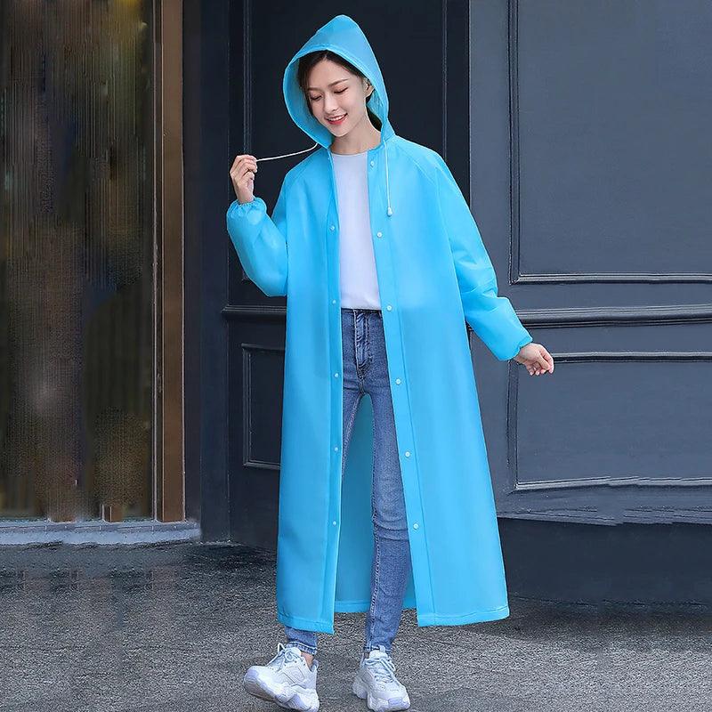 Long Raincoats EVA Impermeable Waterproof Rain Coat Men Women Travel Hooded Beam Port Rain Poncho For Fishing Camping - Ammpoure Wellbeing