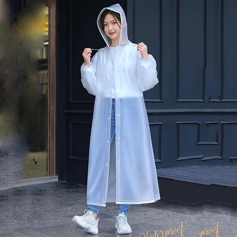 Long Raincoats EVA Impermeable Waterproof Rain Coat Men Women Travel Hooded Beam Port Rain Poncho For Fishing Camping - Ammpoure Wellbeing